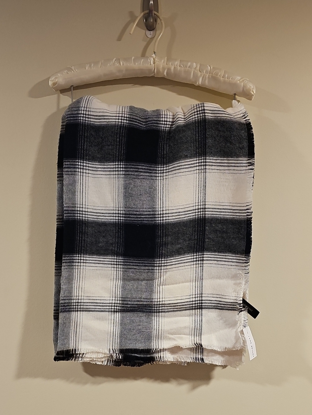 Lane Bryant Black and White Plaid Scarf. 28x80.